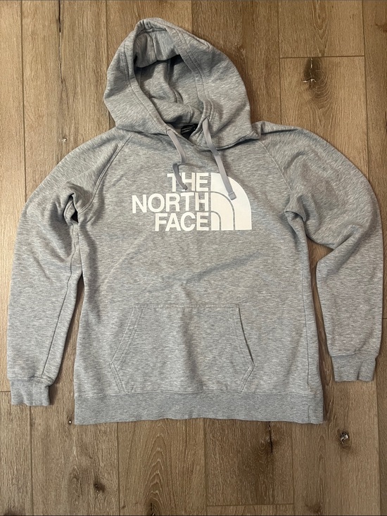 The North Face Tops - The North Face - Light Gray Logo Pullover Hoodie, Great Condition! Size L